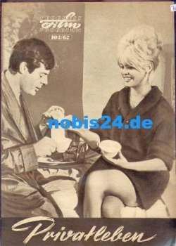 Private life (vie privee) Progress program 103/62 Brigitte Bardot and Marcello Mastroianni
