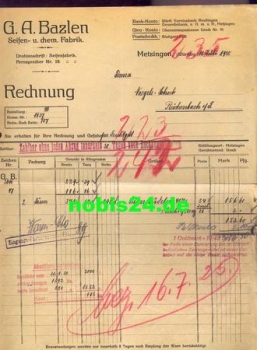 Metzingen Bazlen soap and chemical factory invoice dated 07/11/1925