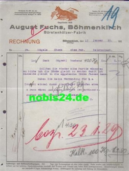 89558 Boehmenkirch August Fuchs sawmill brushwood factory invoice January 17, 1929
