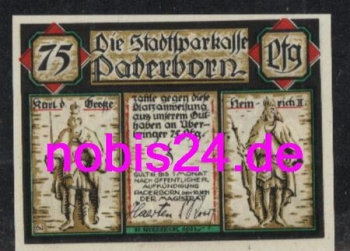 Paderborn emergency money 75 pfennigs 1921