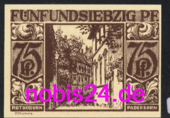 Paderborn emergency money 75 pfennigs 1921