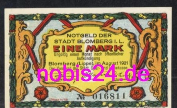 32825 Blomberg  Notgeld 1. Mark 1921