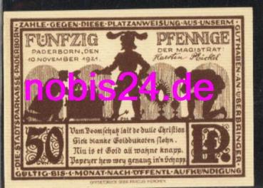 Paderborn emergency money 50 pfennigs 1921