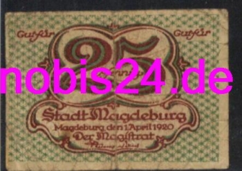 Magdeburg Notgeld 25 Pfennige 1920