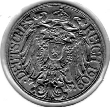 25 Pfennig 1909 G Deutsches Kaiserreich