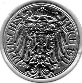 25 Pfennig 1911 J German Empire