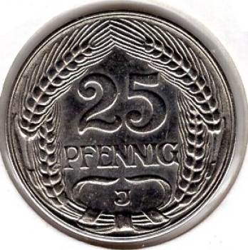 25 Pfennig 1911 J German Empire