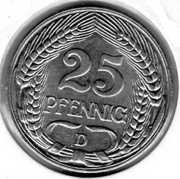 25 Pfennig 1912 D German Empire