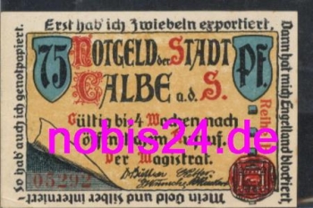 39240 Calbe emergency money 75 pfennigs around 1921