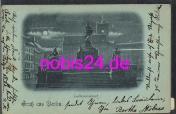 Berlin moonlight map Luther Monument o 1899