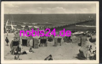 18609 Binz Rügen Strand Landesteg o 21.7.1956