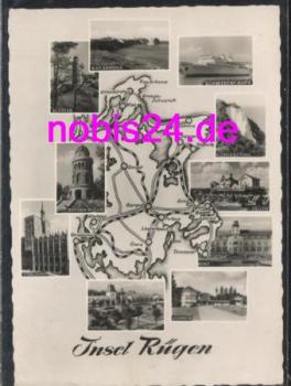 18206 Island of Rugen multi-picture map *ca.1960