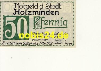 37603 Holzminden emergency money 50 pfennigs 1922