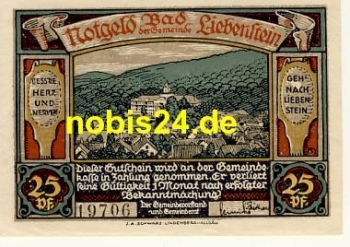 36448 Bad Liebenstein emergency money 25 pfennigs around 1920