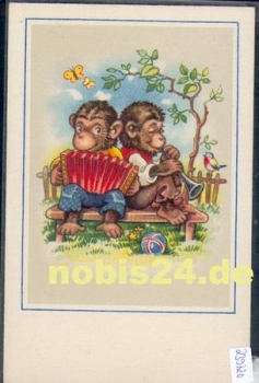 Monkeys make music with flute and piano *ca. 1960