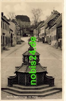 04655 Kohren Toepferbrunnen mit Markt *ca.1935