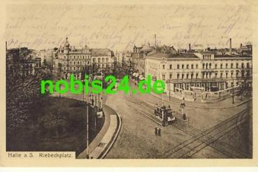 Halle Saale Riebeckplatz Strassenbahn o 27.8.1915