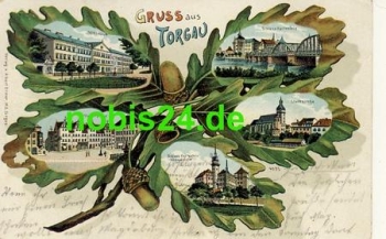 04860 Torgau Litho Eichenblattkarte o 30.4.1903