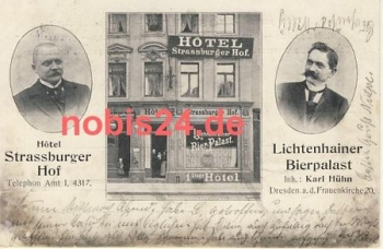 Dresden Hotel Strassburger Hof Lichtenhainer Bierpalast  an der Frauenkirche o 12.1.1903