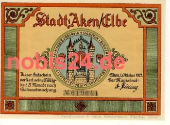 06385 Aken Notgeld 25 Pfennige 1921