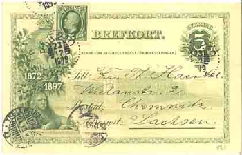 Sweden picture postal matter 5 ore, o 23.12.1899