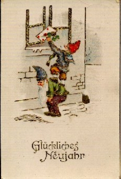 Dwarves put a letter in the window, br. circa 1920