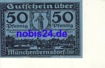 07589 Muenchenbernsdorf Emergency money 50 Pfennig around 1921