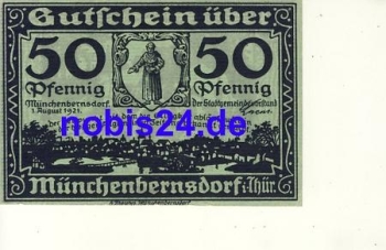 07589 Muenchenbernsdorf Emergency money 50 Pfennig around 1921