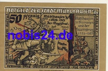 99974 Muehlhausen emergency money 50 pfennigs 1921