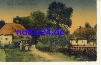 Widoki village view artist card o 1918