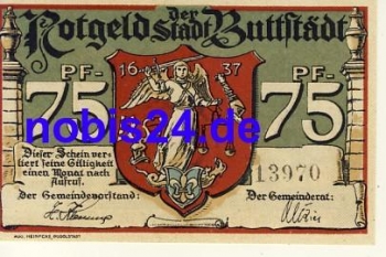 99628 Buttstaedt emergency money 75 pfennigs 1921