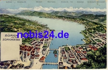 Zurich mit Zuricher See o 1910