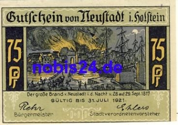 23730 Neustadt Holstein Notgeld 75 Pfennige um 1920