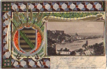 01796 Pirna Passpartout, embossed card o July 24th, 1906
