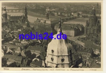 Dresden mit Hofkirche und Frauenkirche Luftaufnahme * 1950 ​​​​​​​Verlag Hahn-Foto10648