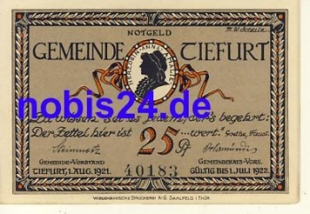 99427 Tiefurt emergency money 25 pfennigs around 1920