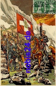Swiss flag artist card o 1915