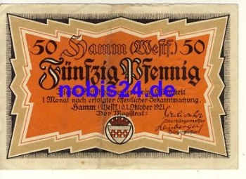 59000 Hamm emergency money 50 pfennigs around 1920