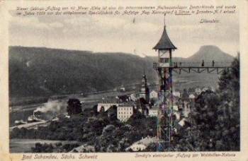 01814 Bad Schandau, Sendig electric elevator to the forest villa colony o 28.9.26