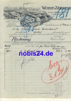 74564 Crailsheim steam saw & planing plant Wurst & Voegele letterhead 1913
