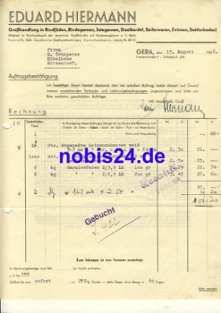 Gera wholesaler Hiermann letterhead 1938