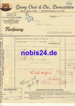 72250 Dornstetten Motoren Betriebsstoffe Georg Oest & Cie Freusenstadt Briefkopf 1919