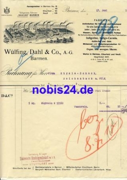 Wuppertal Barmen Wülfing, Dahl & Co. AG Lack-Fabriken Briefkopf mit Fabrikansicht 1914