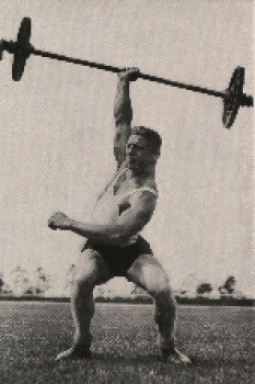 Olympic Games 1936 Obschruf holds the world record in two-armed pushing collective picture, no AK