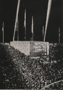 Olympic Games 1936 The message of Baron Pierre de Coubertin on the winner's board, collective picture, no postcard