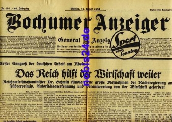 Bochumer Anzeiger 190 Jahrgang 1933