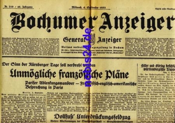 Bochumer Anzeiger 210 Jahrgang 1933