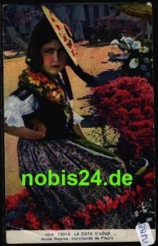 Cote d`azur flower girl France traditional costumes o 1939