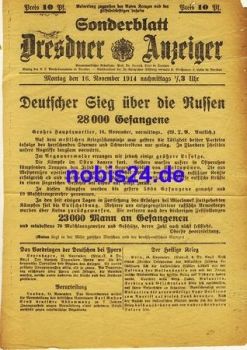 Dresden Sonderblatt  Dresdner Anzeiger 1914