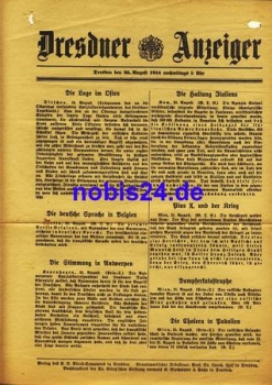 Dresden Sonderblatt 1914 Dresdner Anzeiger